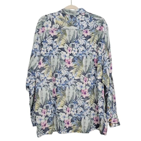Tommy Bahama 100% Linen Floral Button Front Shirt Sz XL Lightweight Tropical - Picture 2 of 6
